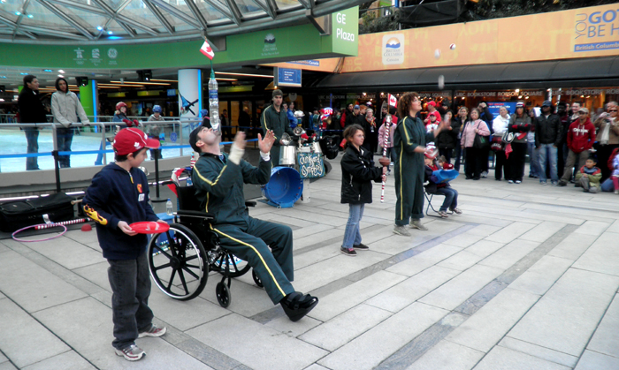 Performing at Robson Square in downtown Vancouver